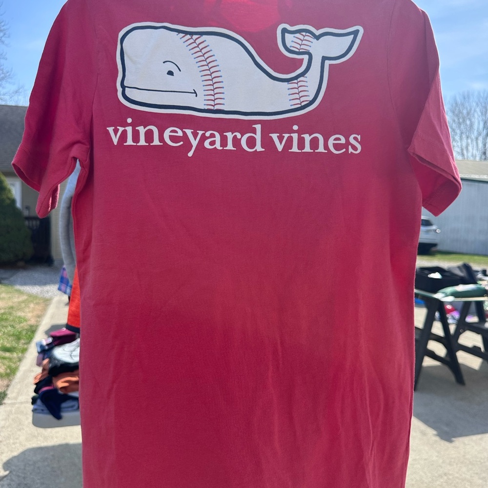 Vineyard Vines Red Boys Small T-Shirt with Whale Logo